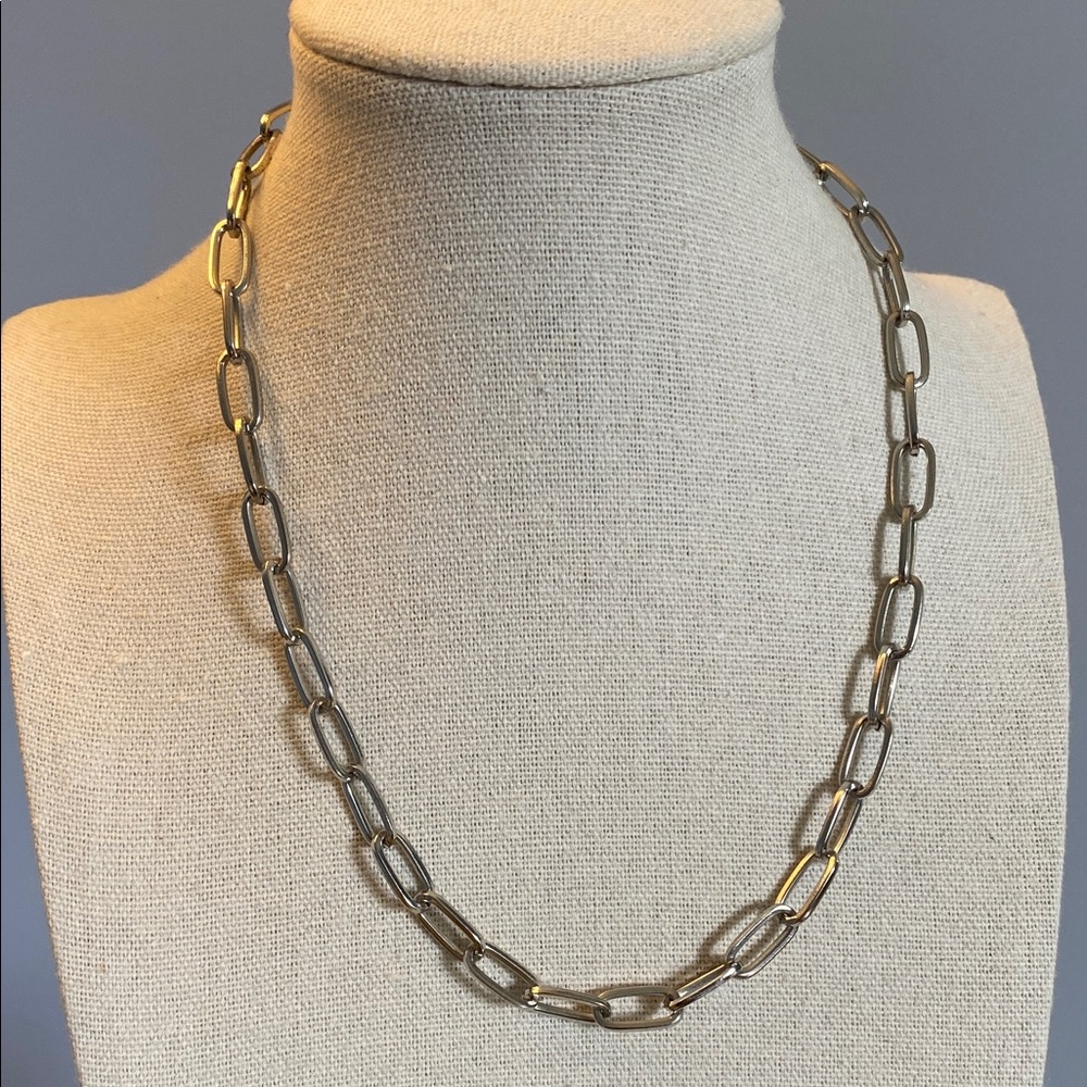 Silver Paper Clip Chain Necklace